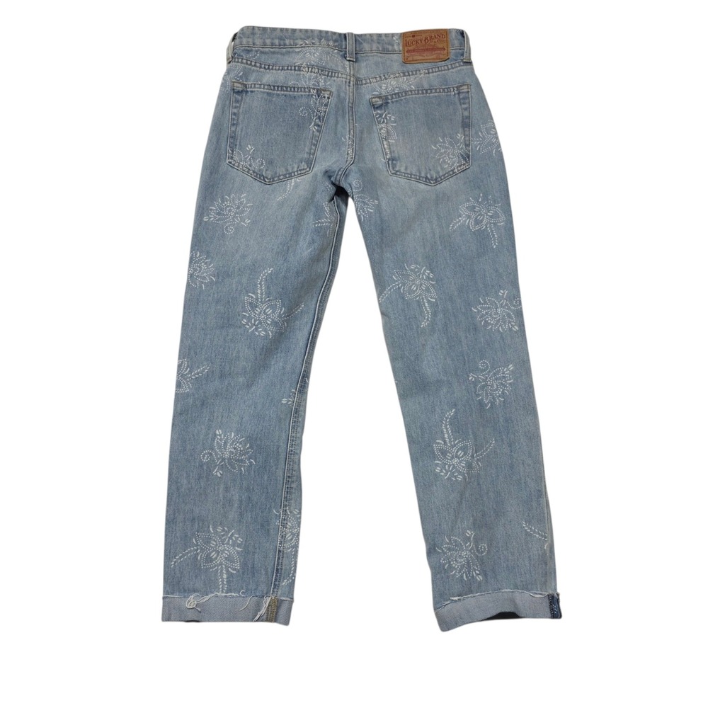 Lucky Brand Jeans Womens 2/26 Blue Floral Print Straight Leg Denim 100% Cotton - Picture 3 of 10